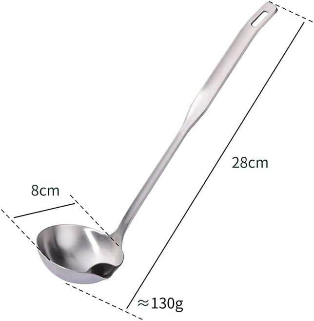 Metal Soup Ladle with Tilted Mouth，2 Piece Fat Multi-Purpose Separator Oil Strainer Serving Spoon Set for Kitchen Restaurant Cooking Hotpot