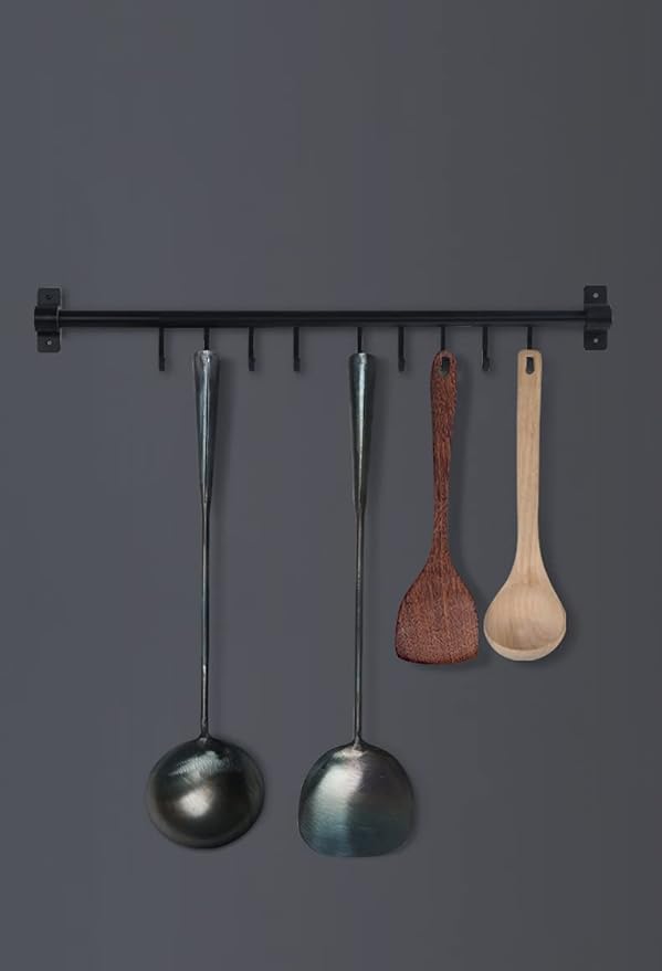 ZhenSanHuan Chinese Traditional HandMade Iron Spatula & Ladle Wok Tool Set,Long wok utensils (Ladle and Spatula Set)