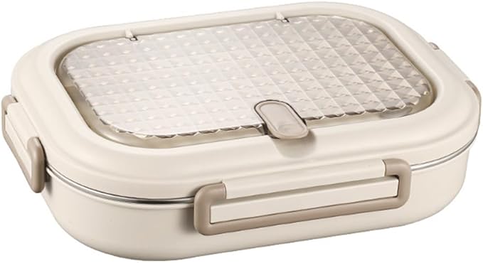 Bento Box Adult Lunch Box 304 Stainless Steel Portable Leakproof Lunch Food with Chopsticks Spoon Soup Bowl Large Capacity Sealed 1500ML (White-4 Compartments, 10.23IN*6.69IN*2.76IN)