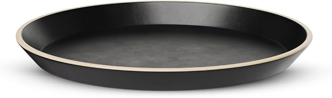 KooK Salad Plates, Ceramic Round Dishes for Appetizers and Desserts, Dishwasher & Microwave Safe, Stoneware, High Edge, 8.5 Inch, Set of 6, Charcoal Black