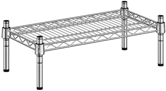 Chrome Dunnage Shelf, NSF Listed, Wire Construction, 12x24x8 Inches, 600 lb Capacity, Silver, for Warehouse, Kitchen, Retail Storage