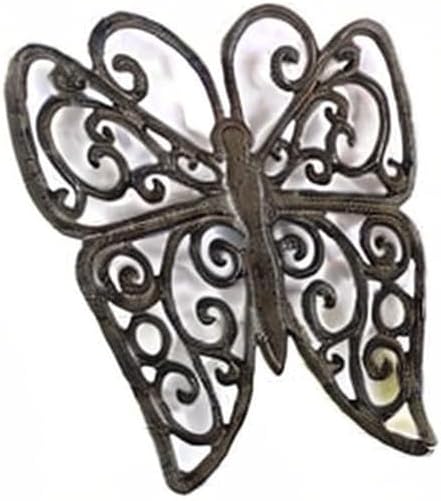 Handcrafted Nautical Decor Cast Iron Butterfly Trivet 8" - Decorative Cast Iron - Butterfly Decoration