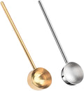 2 PCS Small Soup Ladle SUS304 Stainless Steel Metal Deep Spoon With Pour Spout for Serving Soups, Gravy and More（Gold + Silver）