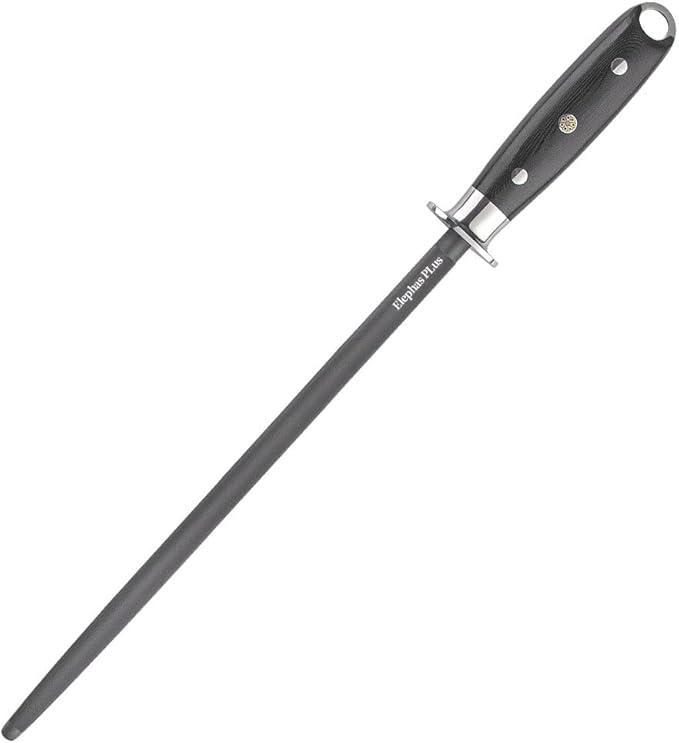 12 Inch Black Honing Rod, Sharpening Steel for Kitchen Knives – 12" Honing Steel – Craftsman Selection Series Handle Design Knife Sharpener