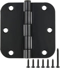 90 Pack Rounded Matte Black Door Hinges 3.5 Inch 5/8" Radius for Interior 3 1/2" Flat Iron Bifold Residential Standard Hinge Bedroom Indoor