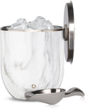 SNOWFOX Plus, Premium Vacuum Insulated Stainless Steel Ice Bucket with Lid/Scoop,Home Bar Accessories,Elegant Bartending Ice Buckets for Parties,Beautiful Outdoor Entertaining Supplies,3L, Marble