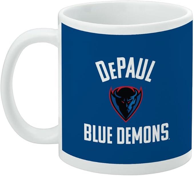 DePaul Blue Demon Ceramic Coffee Mug, Novelty Gift Mugs for Coffee, Tea and Hot Drinks, 11oz, White