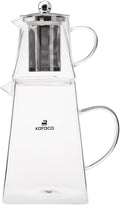Karaca Giza Borosilicate Glass Teapot with Infuser and Lid for Stovetop, Transparent, 0.45.L Tea Pot & 1.5L Tea Kettle Set for Loose Leaf & Herbal, Dishwasher Safe