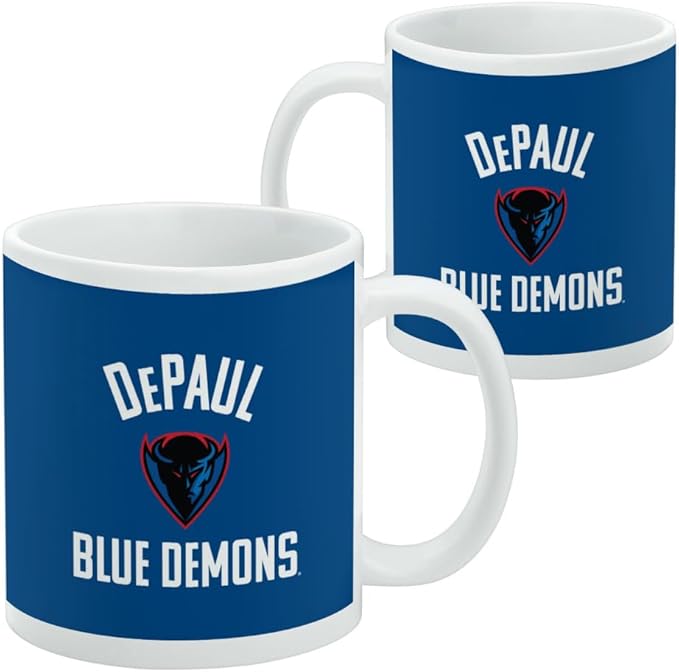 DePaul Blue Demon Ceramic Coffee Mug, Novelty Gift Mugs for Coffee, Tea and Hot Drinks, 11oz, White