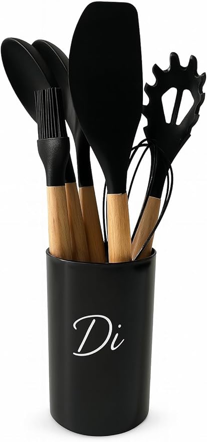 Premium Kitchen Utensil Set - 12 pcs - Silicone and Wood Cooking Tools