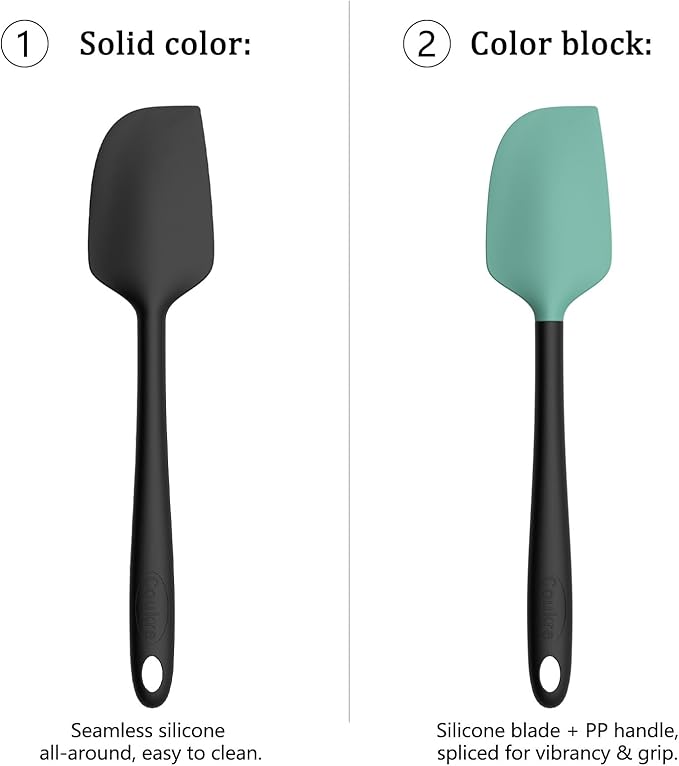 Coukre Silicone Spatula Set of 5,High Heat Resistant, Food Grade Silicone, Upgraded Extended Reinforced Handle,Dishwasher Safe, for Baking, Cooking (Red Black, Color block)