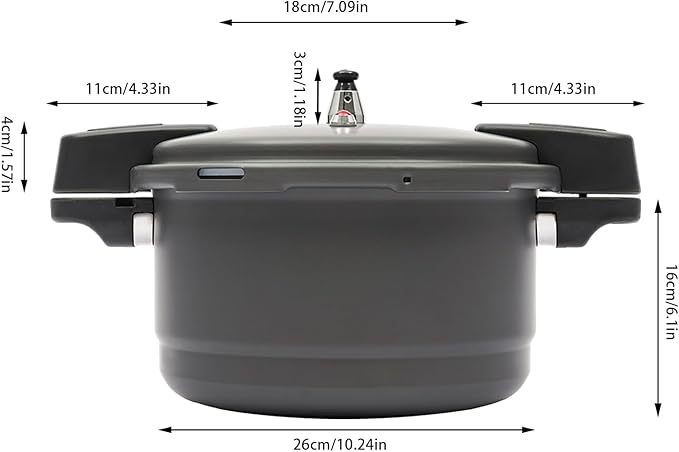 Pressure Cooker 9.5QT, Explosion-Proof Cookware with Steam Rack, Secure locking System, One-Hand Locking, Induction Compatible, Thickened Silicone Ring, Kitchen, Grey