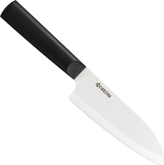 Kyocera INNOVATIONwhite 5.5" Ceramic Santoku Knife - White Z212 Blade with Non-Slip Black Handle