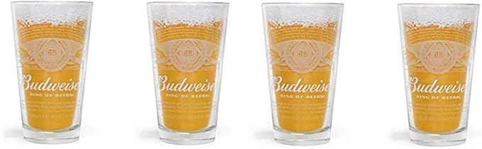 Budweiser Dream Signature Pint Glass - 16 Ounce - Set of 4