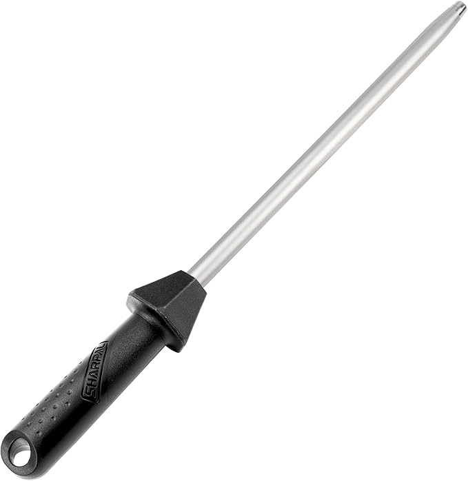 SHARPAL 119N Diamond Sharpening Steel – Professional Solid Knife Sharpener Honing Rod with Built-In Angle Guides, Sharpens, Realigns, and Polishes Edges for Chef and Kitchen Knives
