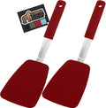 GORILLA GRIP Food Grade Flexible Silicone Spatula, 2 Pack, Heat Resistant Head for Nonstick Frying Pan, Patented Soft Rubber Handle for Comfort, Non-Scratch Kitchen Turner, Flip Eggs, 11.6 in, Red