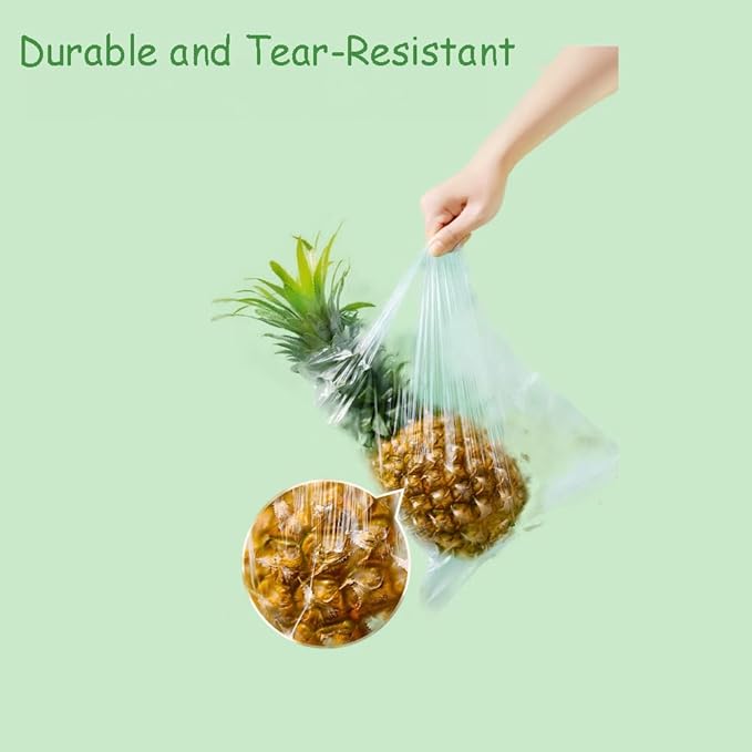 Food Storage Bags 12" x 16" 1.5 Gallons Clear Plastic Bag Roll Food-grade Plastic Produce Bag roll for lunches, Freezer & Oven-Safe PE bags for Kitchen Use, Fruits, Meat, Sandwich Bags 350/Roll