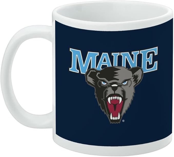 University of Maine Black Bears Logo Ceramic Coffee Mug, Novelty Gift Mugs for Coffee, Tea and Hot Drinks, 11oz, White