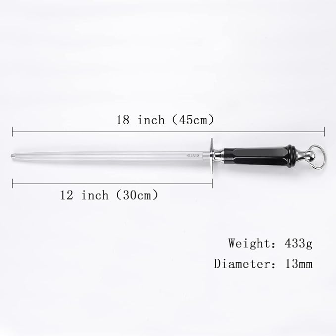 Honing Steel Professional Knife Sharpeners,12 inch Sharpening Steel Honing Rod,High Carbon Sharpening Rod, Fine Lines, High hardness, Wear Resistant, knife sharpening