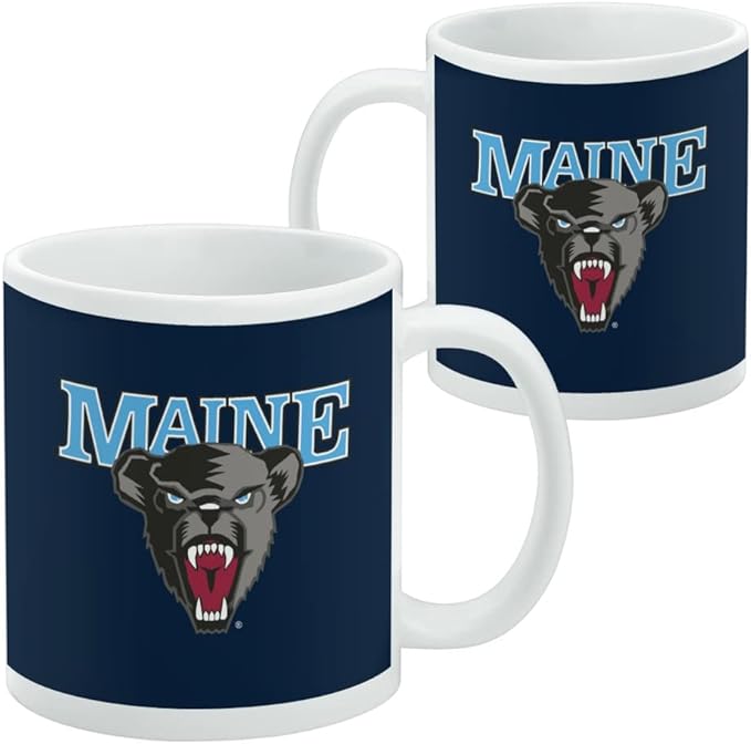 University of Maine Black Bears Logo Ceramic Coffee Mug, Novelty Gift Mugs for Coffee, Tea and Hot Drinks, 11oz, White