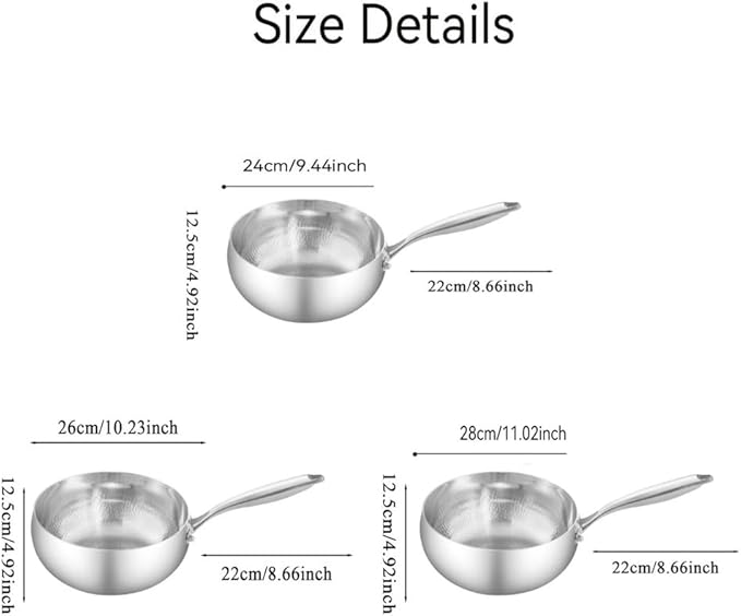 Titanium Hammered Pan with Lid, Thickened Multi-Layer Stock Pot, Titanium Wok Pan, Scratch-Resistant Non Stick Titanium Frying Pans, Even Heating for Cooking,10.23in
