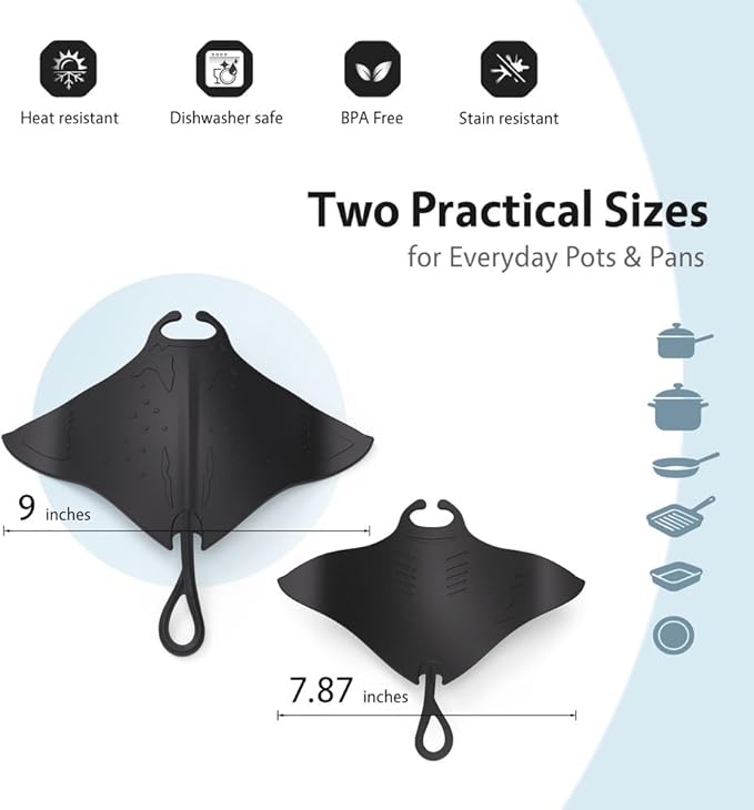 UMIRRO Cute Silicone Trivets for Hot Pots and Pans w/Pop-up Fun, Heat Resistant Mats for Quartz Countertop, Ocean Themed Pot Holder Pads for Coastal Decor, Kitchen Gifts for Beach Lovers Black 2 Pack
