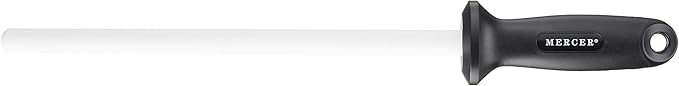 Mercer Culinary Ceramic Rod Knife Honing Steel,Black/White 10 Inch