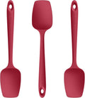 U-Taste Silicone Spoon Spatula Set: 480ºF Heat Resistant Food Grade Flexible Rubber Spoonula, Nonstick Cooking Mixing Scooping Kitchen Baking Scraper Utensils Set of 3 for Pan, Pot, Bowl (Red)