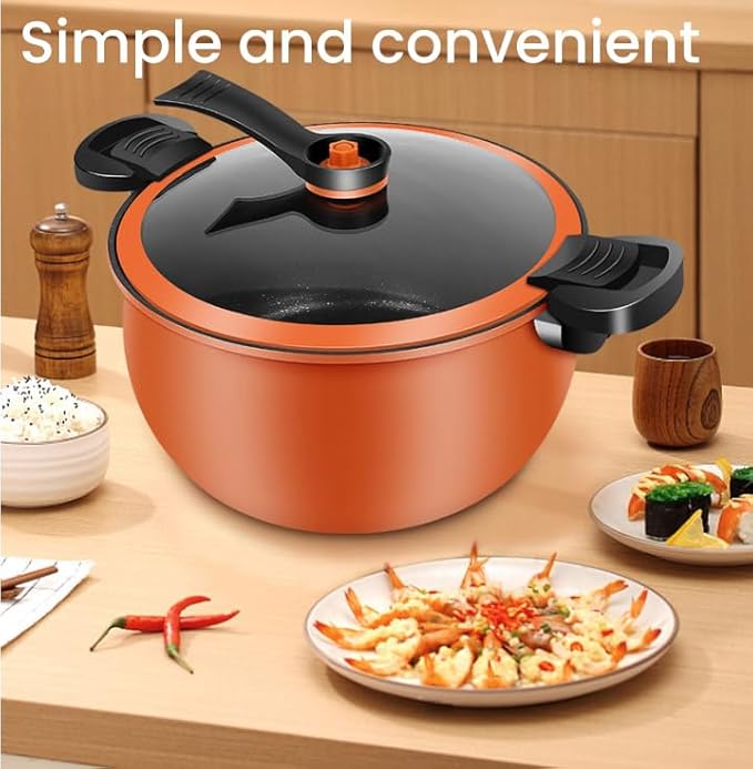 Multifunctional Large Capacity Non-Stick Pressure Cooker, 8 Qt Micro Pressure Cooker With Visible Transparent Glass Cover,Anti-Scalding Handle, Fast Cooking Pot For All Stovetops (2PCS)
