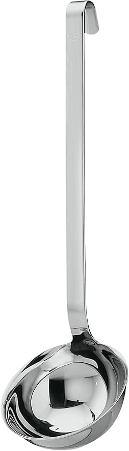 Rösle Stainless Steel Hooked Handle Ladle with Pouring Rim, 2.7-Ounce,Silver