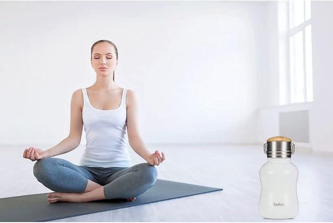 YOHKOH Mini Vacuum Insulated Water Bottle With Bamboo Lid - Stainless Steel Thermos Water Bottle for Women Girls Kids, Metal Sports Hot and Cold Water Bottle Leak-Proof BPA-Free (6.4oz,White)