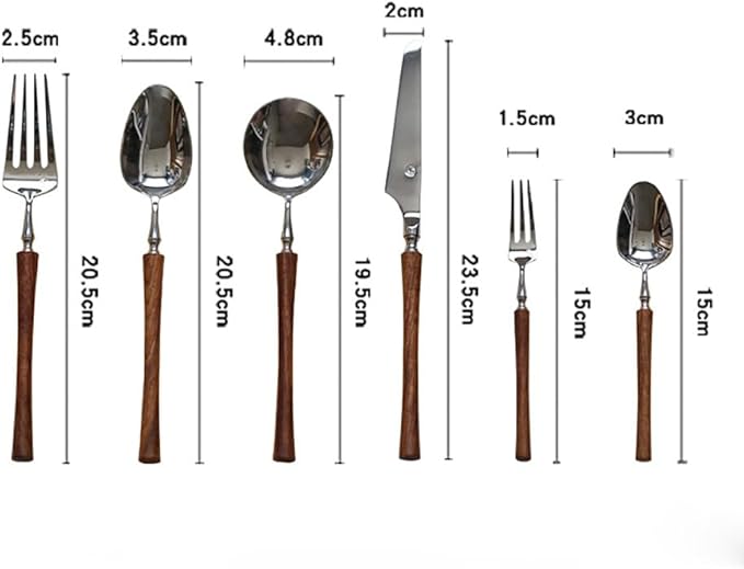 24 Piece Silverware Set Service for 4,Imitation Wooden Handle Steel Flatware Set Vintage Embossed Cutlery Utensil Set Home Kitchen Eating Tableware Set Include Fork Knife Spoon Set Dishwasher Safe