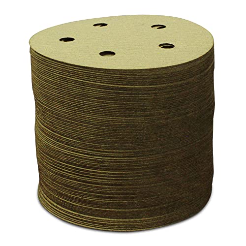 BHA 5" Inch 5 Hole Hook and Loop Sanding Discs for Orbital DA Sanders - 100 Pack (150 Grit)