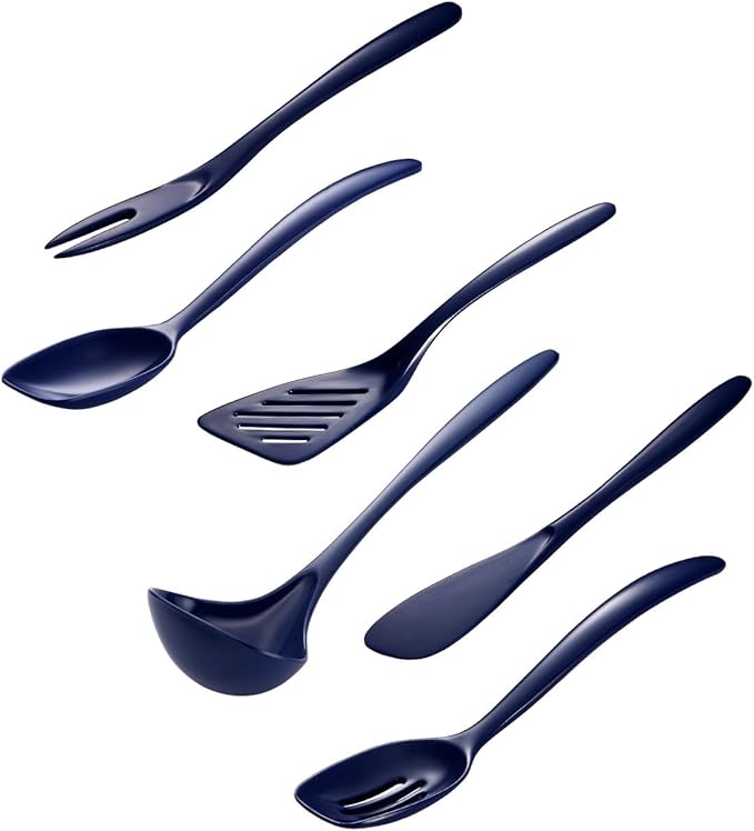 Hutzler Melamine Mini Utensils, Small/7.5", Cobalt Blue, Set of 6