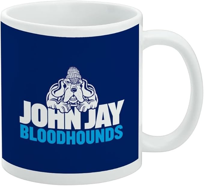 John Jay College of Criminal Justice Bloodhounds Logo Ceramic Coffee Mug, Novelty Gift Mugs for Coffee, Tea and Hot Drinks, 11oz, White