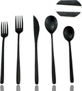 JASHII Mirror Polished Black 30-Piece SUS304 Stainless Steel Flatware Set,Silverware Set Dinner Knife Fork Spoon Dessert Fork Salad Spoon Service for 6