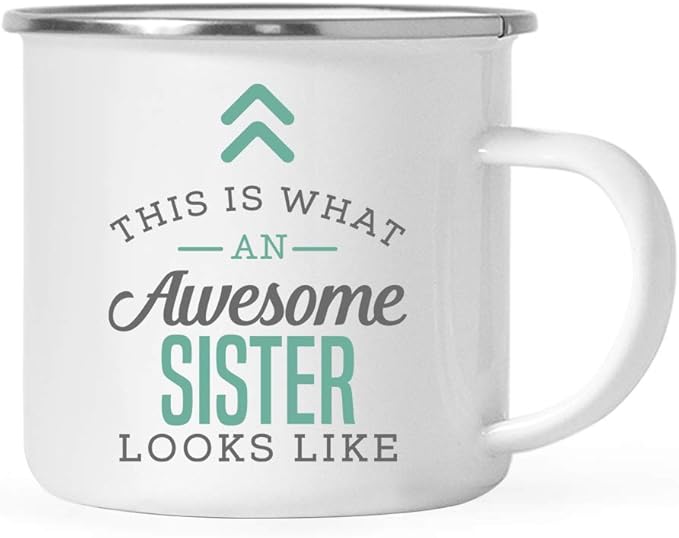 Andaz Press 11oz. Stainless Steel Campfire Coffee Mug Gift, This is What an Awesome Sister Looks Like, 1-Pack, Birthday Gift Ideas Coworker Him Her, Includes Gift Box