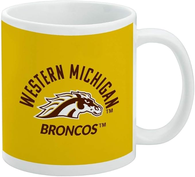 Western Michigan University Broncos Ceramic Coffee Mug, Novelty Gift Mugs for Coffee, Tea and Hot Drinks, 11oz, White