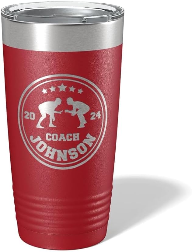 Wrestling Coach gifts, Tumbler, Coach tumbler, Wrestling gifts, Coach Beer glass, Coach gift, Wrestling Coach, Coach gifts, Wrestling Coach (Wrestling Circle, Maroon, 20oz Tumbler)
