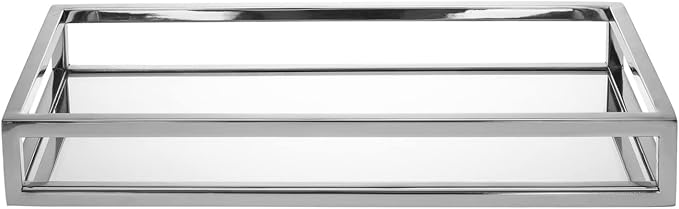 Godinger Decorative Rectangle Home Decor Tray - Aspen Collection, Silver, 14"x7"