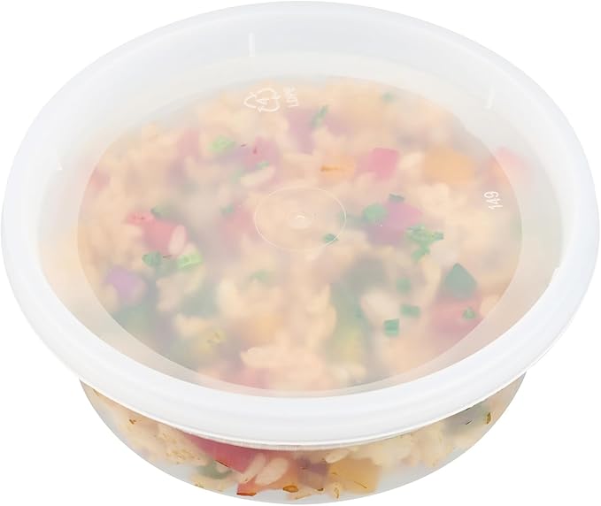 Restaurantware-Asporto 8 Ounce Deli Containers With Lids, 100 Microwavable Round Soup Containers - Clear Plastic Lids Included, Do Not Contain BPA, Clear Plastic Soup Containers, Disposable