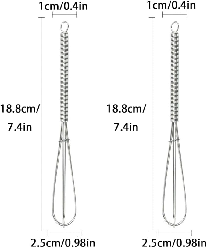 Whisks Stainless Steel Mini Wire Whisks Set of 5 Portable Stainless Steel Kitchen Tiny Whisk Egg Beater with Thick Wire for Cooking Blending Whiping Beating Stirring