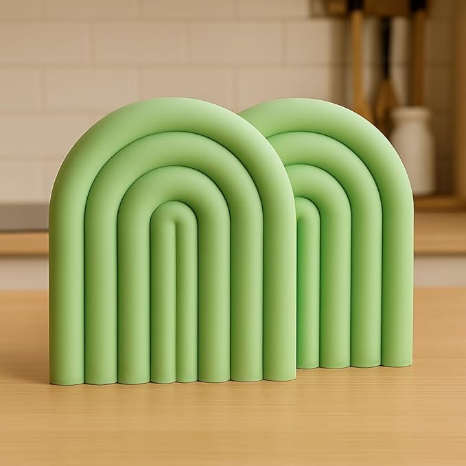 Silicone Trivets for Hot Dishes – Heat-Resistant, Non-Slip Pot Holders for Kitchen & Coasters – Durable Hot Pads for Pots, Pans, Baking Dishes & Kitchen Appliances (Willow Green - 2pcs)