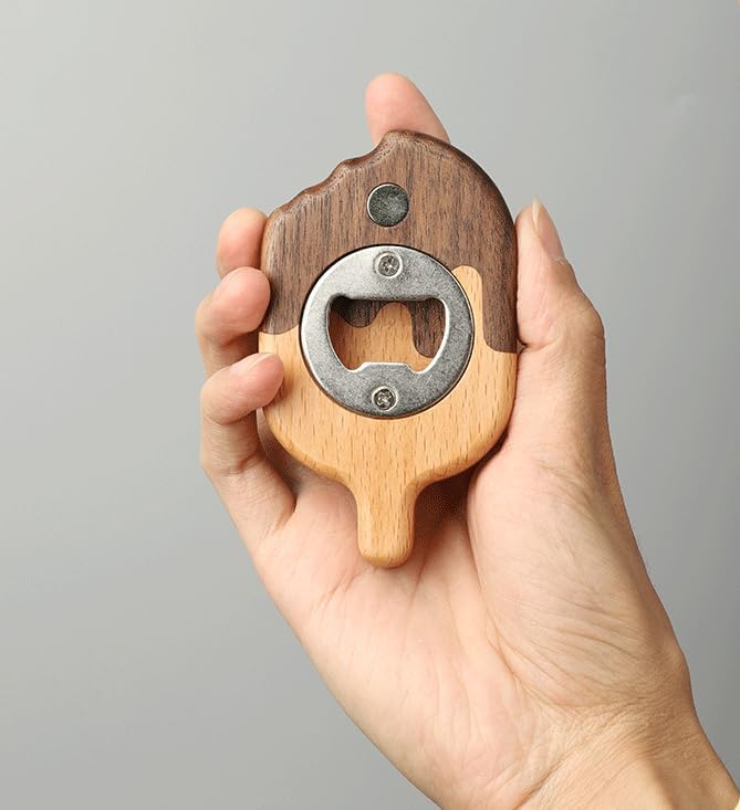 Ice Cream Bottle Opener,Creative Magnetic Beer Bottle Opener for Fridge - Stick to Refrigerator for Easy Storage with Magnet, Gift for Men Husband Father Dad Boyfriend- 1 Pack