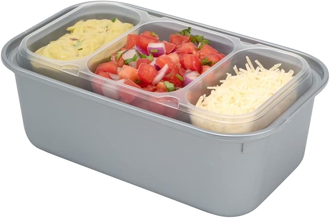 Restaurantware TRAYS ONLY: Futura 15.2 Ounce Trays For Containers, 100 Microwavable Trays For 24, 34, & 44 Ounce Containers - Containers Sold Separately, 3 Compartments, Clear Plastic Food Trays