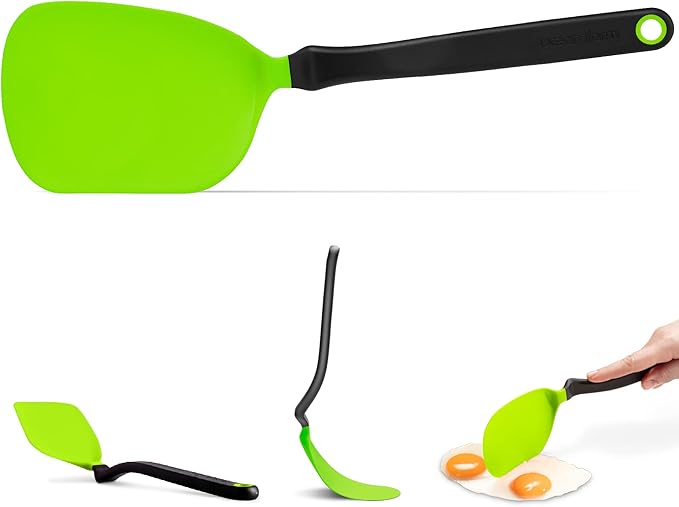 Dreamfarm Chopula Non-Stick-Safe Super-Flexible Sit-Up Spatula with Strong Flat Edge to Separate Food - 12" Green