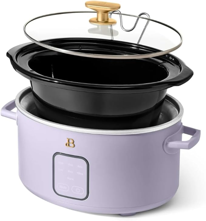 Beautiful 4-Quart Slow Cooker with Touch-Activated Display, Programmable Digital Controls, Removable Non-Stick Pot, Keep Warm Function, by Drew Barrymore (Lavender)
