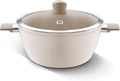 Large Size Aluminum Stock Pot with 7-Layered Ceramic Coating, Non-Stick Surface, Bakelite Stay-Cool Handles,Tempered Glass, Family Meal, Deep Design, 9.95Liter / 10.51Quarts