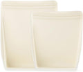 W&P Porter Silicone Reusable Storage Bags, Stand-Up Variety 2 Pack (36oz, 50oz), Cream, Food Storage Container, Microwave and Dishwasher Safe, Easy Cleaning