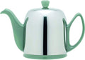 Degrenne Luxury French Tea Pot - Porcelain Teapot with Removeable Aluminum Infuser, Ceramic Tea Kettle for Loose Tea, Stainless Steel Cover, 6 Cup Capacity, 36oz - Green